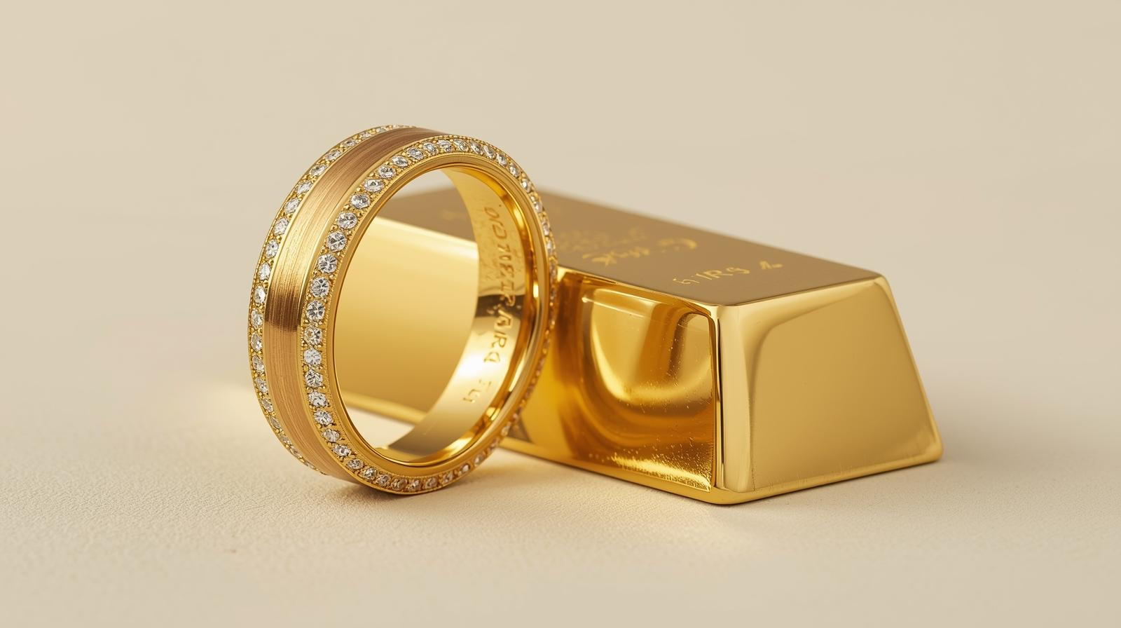  _zlota_obraczka_i_blyszczaca_sztabka_zlota.