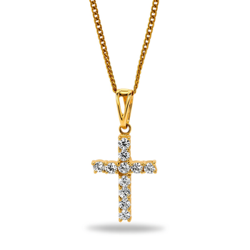 Złota zawieszka krzyż z cyrkoniami - 1,22 g