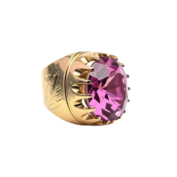Złoty pierścionek z syntetycznym aleksandrytem – rozmiar 16 (10,89 g)