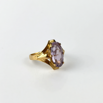 Złoty pierścionek z syntetycznym aleksandrytem – rozmiar 23 (6,05 g)