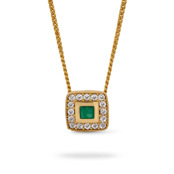 Złota zawieszka ze szmaragdem i diamentami – 0,95 g