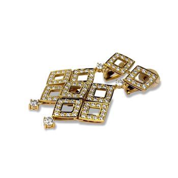 Klipsy w geometryczne romby z diamentami – 17,75 g